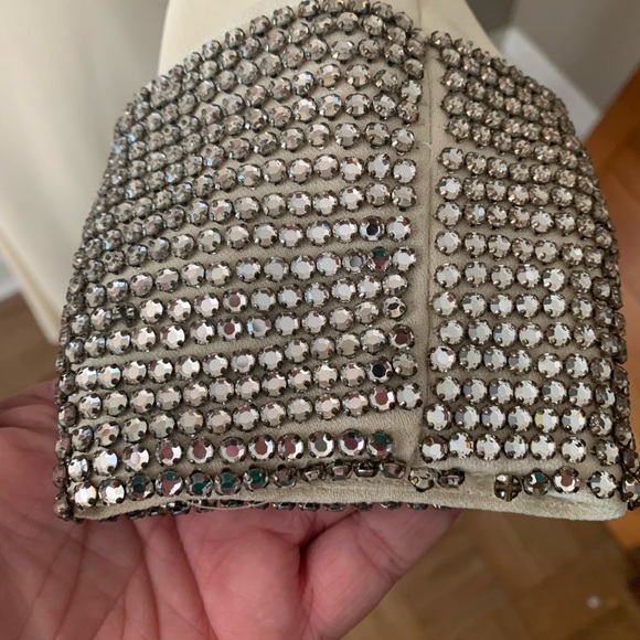 Vintage 60’s Tee-Ça Formal Winter Dress Ivory Rhinestones size sm 4-6 (no tag) - Picture 6 of 16